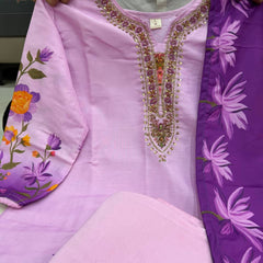 Floral Embroidered Straight Kurta Set with Dupatta