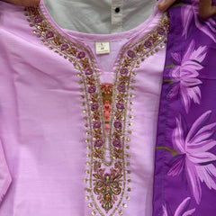 Floral Embroidered Straight Kurta Set with Dupatta