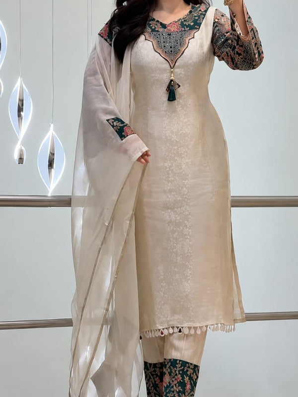Floral Printed Straight Kurta Set with Dupatta