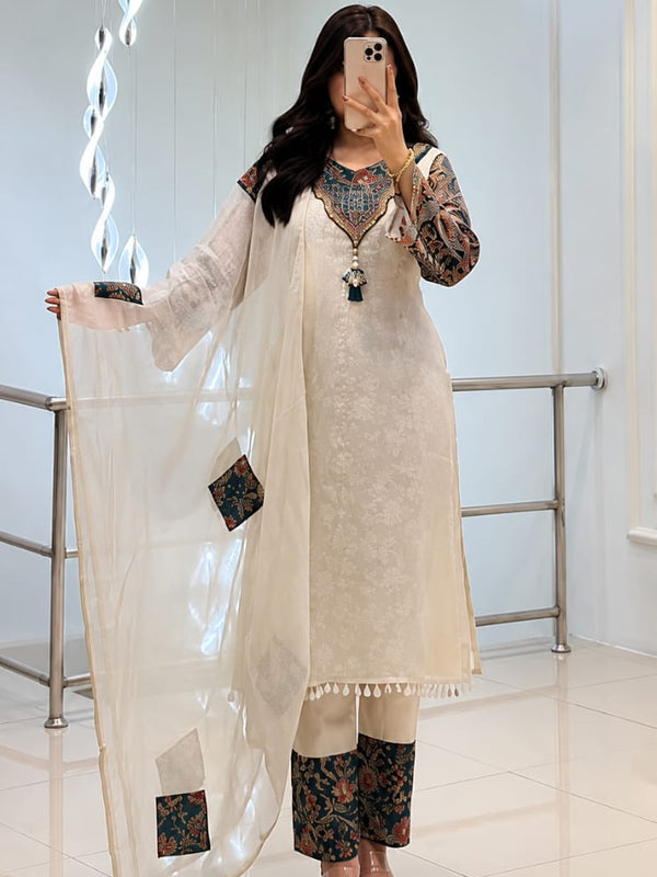 Floral Printed Straight Kurta Set with Dupatta