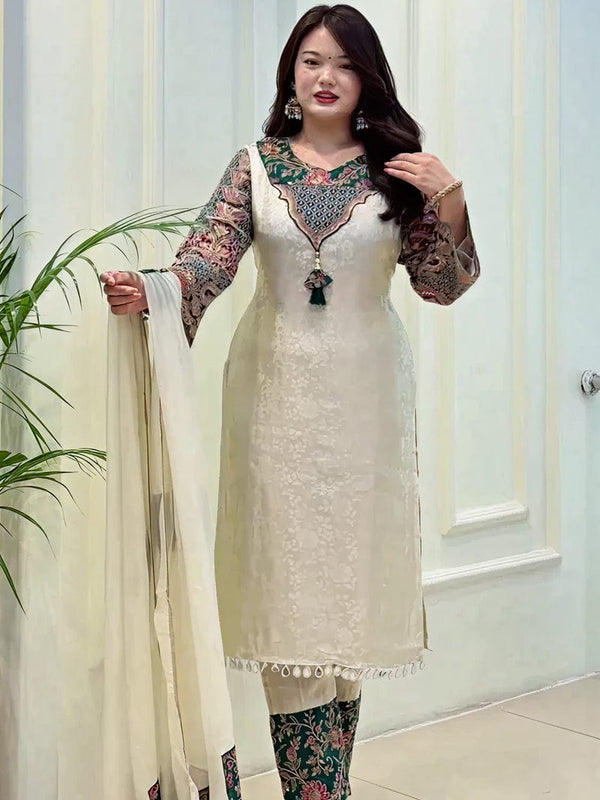 Floral Printed Straight Kurta Set with Dupatta