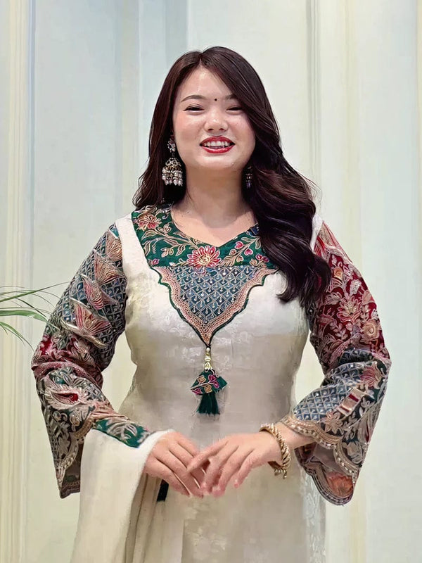 Floral Printed Straight Kurta Set with Dupatta