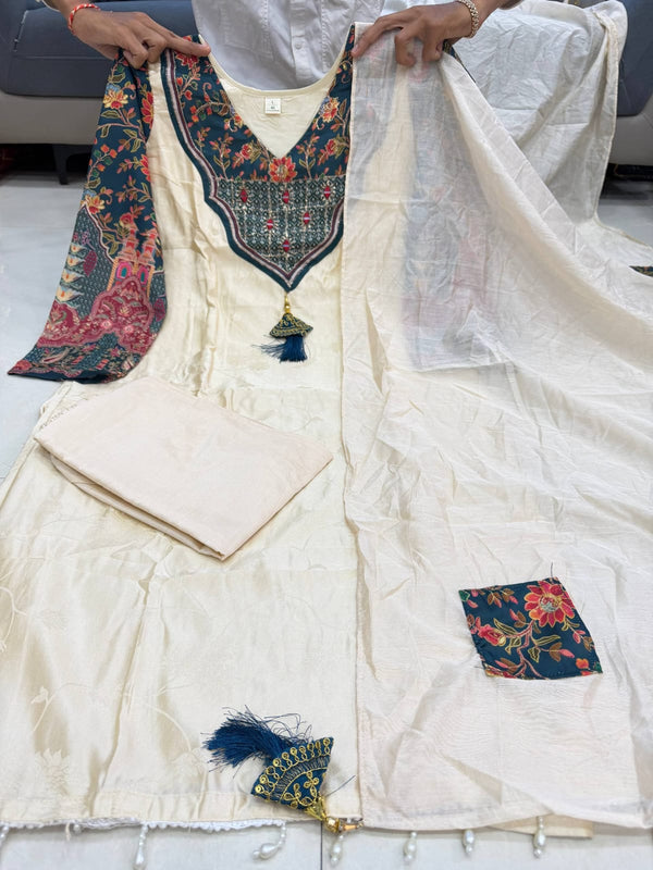 Floral Printed Straight Kurta Set with Dupatta