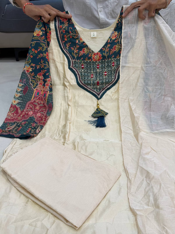Floral Printed Straight Kurta Set with Dupatta