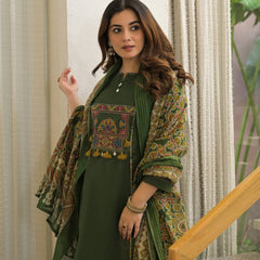 Embroidered Straight Kurta Pant Set with Printed Dupatta