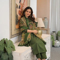 Embroidered Straight Kurta Pant Set with Printed Dupatta