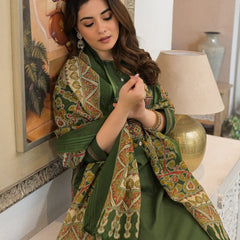 Embroidered Straight Kurta Pant Set with Printed Dupatta