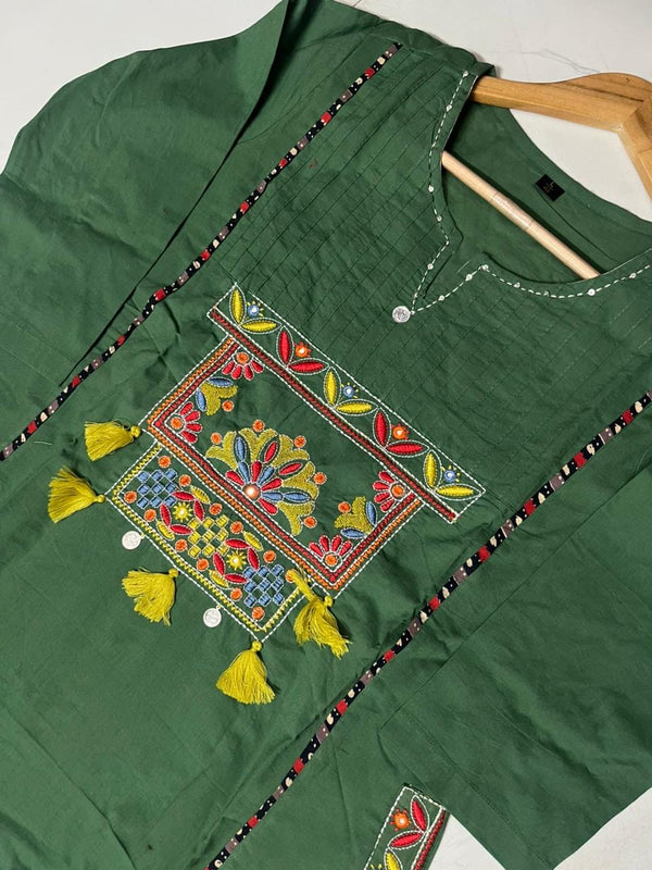 Embroidered Straight Kurta Pant Set with Printed Dupatta