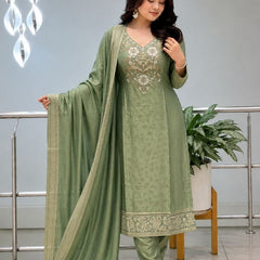 Embroidered Straight Kurta Set with Dupatta
