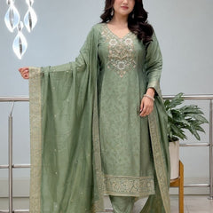 Embroidered Straight Kurta Set with Dupatta