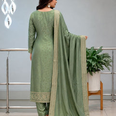 Embroidered Straight Kurta Set with Dupatta