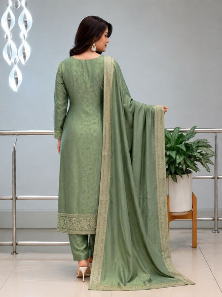 Embroidered Straight Kurta Set with Dupatta