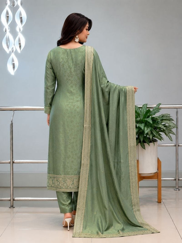Embroidered Straight Kurta Set with Dupatta