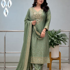 Embroidered Straight Kurta Set with Dupatta