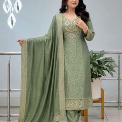 Embroidered Straight Kurta Set with Dupatta