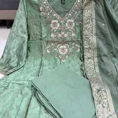 Embroidered Straight Kurta Set with Dupatta