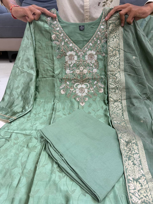 Embroidered Straight Kurta Set with Dupatta