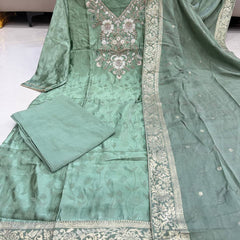 Embroidered Straight Kurta Set with Dupatta