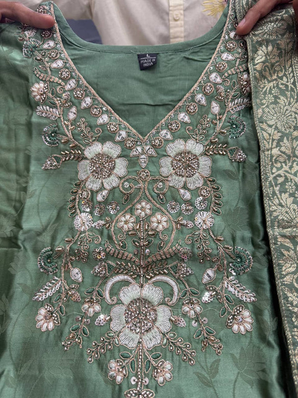 Embroidered Straight Kurta Set with Dupatta