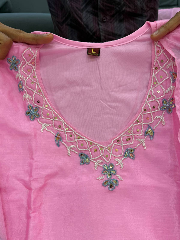 Lotus Embroidered Straight Kurta Set with Dupatta