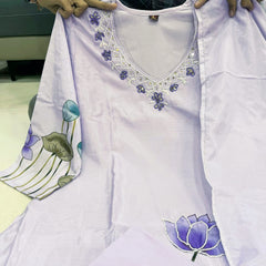 Lotus Embroidered Straight Kurta Set with Dupatta