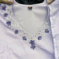 Lotus Embroidered Straight Kurta Set with Dupatta
