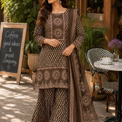 Printed Kurta Set with Palazzo & Dupatta