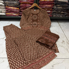 Printed Kurta Set with Palazzo & Dupatta