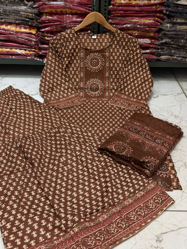 Printed Kurta Set with Palazzo & Dupatta