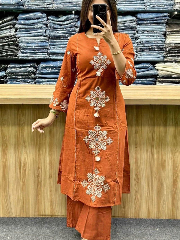 Women’s Embroidered Ethnic Kurta Set with Dupatta & Pants