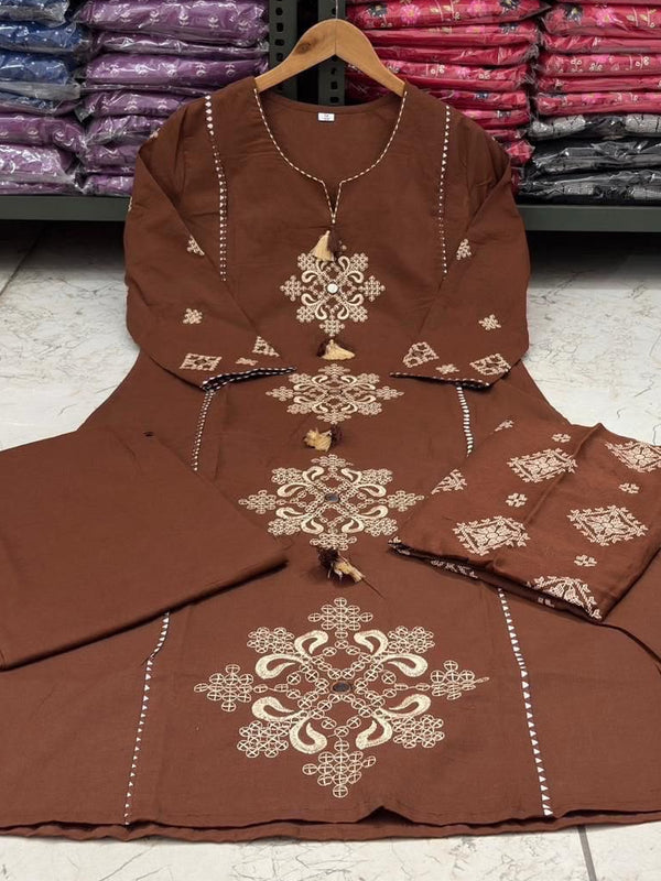 Women’s Embroidered Ethnic Kurta Set with Dupatta & Pants