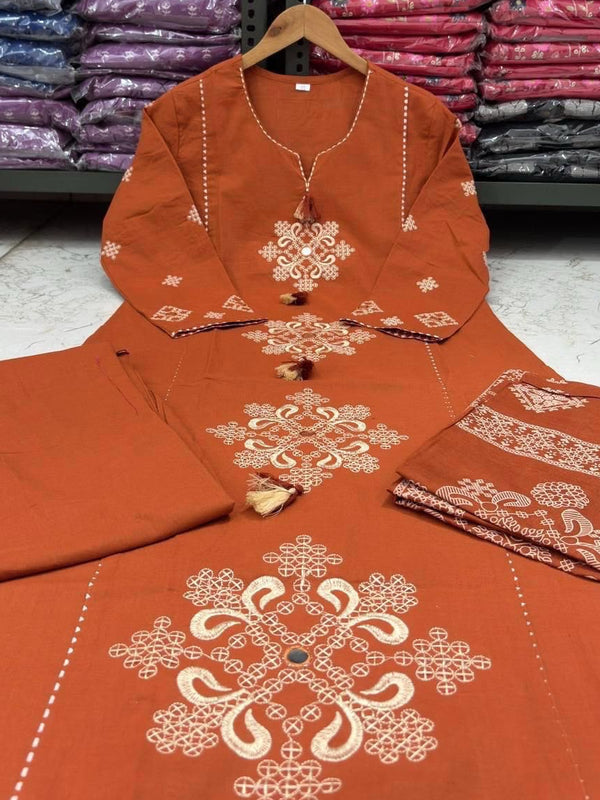 Women’s Embroidered Ethnic Kurta Set with Dupatta & Pants