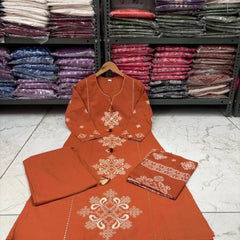 Women’s Embroidered Ethnic Kurta Set with Dupatta & Pants
