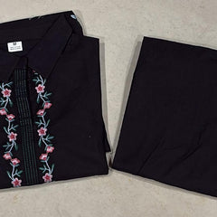 Women's Floral Thread Embroidered Cotton Co-ord Set with Palazzo
