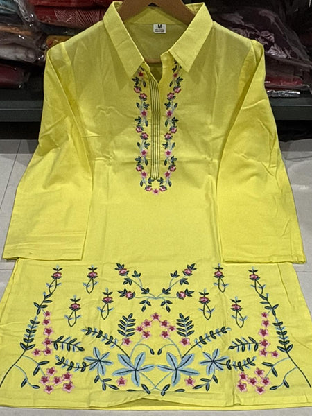 Women's Floral Thread Embroidered Cotton Co-ord Set with Palazzo