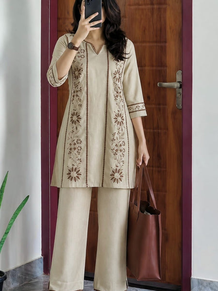 Women's Premium Cotton Flex Co-Ord Set with Cotton Palazzo